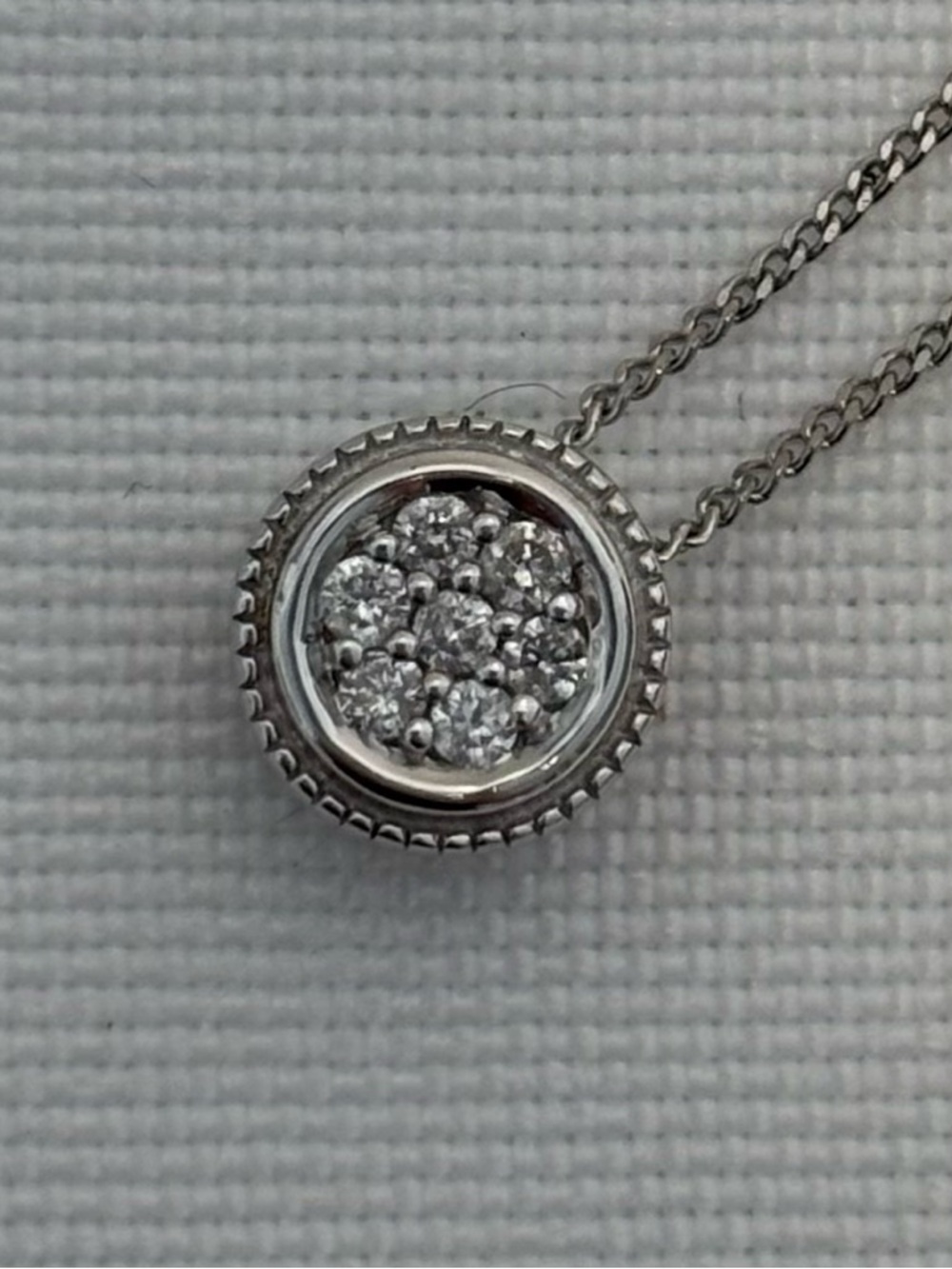 Delicate 925 Silver Necklace with .9 CT Diamond Pave Pendant. 18”